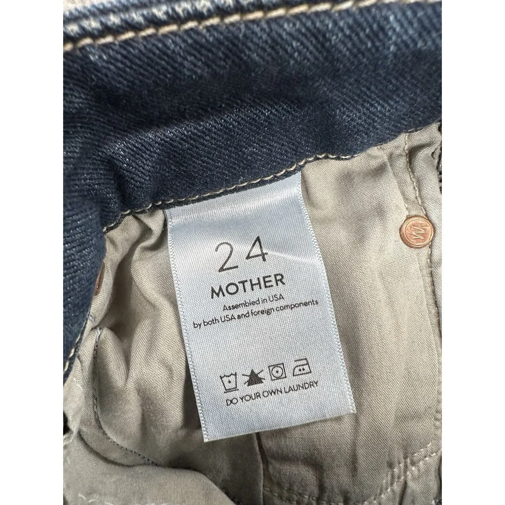 Mother The Looker Ankle Fray Jeans Women's 24 Blue Denim Skinny Crop Designer